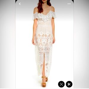 Wayf White Lace Maxi Dress